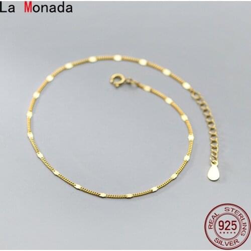 La Monada 21cm+3.5cm Fine Silver 925 Jewelry Bracelet Female Woman Chain Minimalist Long Bracelets For Women Silver 925 Sterling