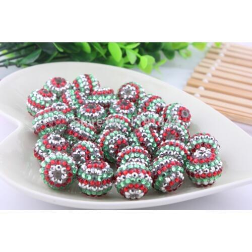 Kwoi vita Red Lime Clear Color 20mm 100pcs Chunky Resin Rhinestone Beads Ball Orange for Kids Girls Jewelry Making