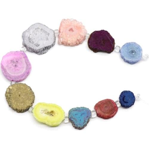 DIY Jewelry Loose Beads Natural Irregular Seven-color Section Crystal Sunflower Stone Beads One Strand about 10pcs