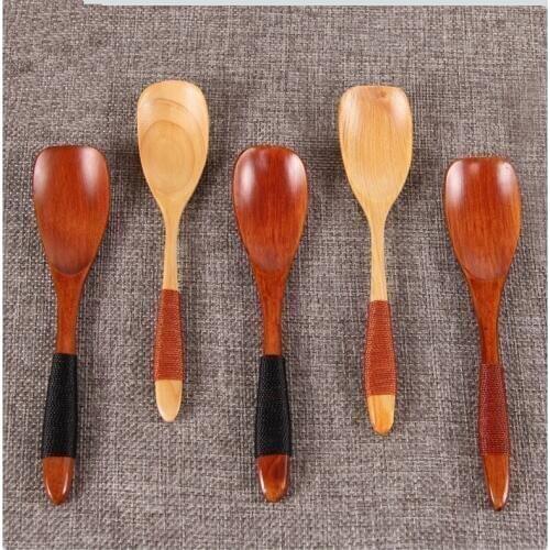 Wooden Spoons Large Long Handled Spoon Kids Spoon Wood Rice Soup Dessert Spoon Coffee Tea Mixing Tableware tea spoons