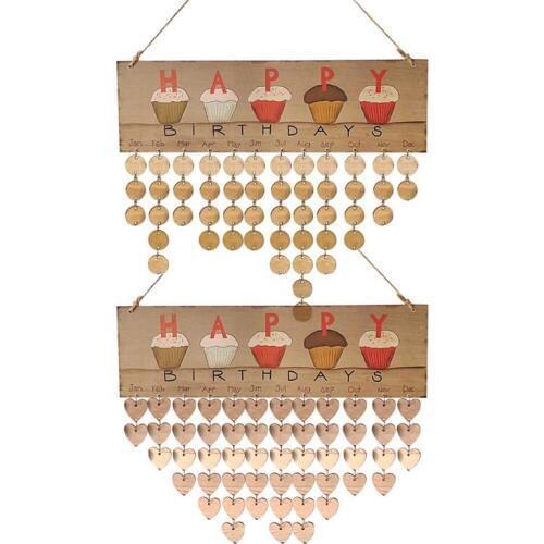Wooden Happy Birthday Reminder Sign DIY Calendar Board Friends Date Mark