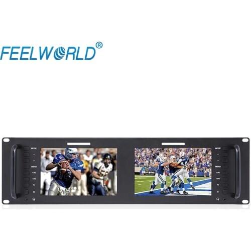 Feelworld D71 Dual 7" 3RU IPS 1280x800 Broadcast LCD Rack Mount Monitor with 3G-SDI HDMI AV Input