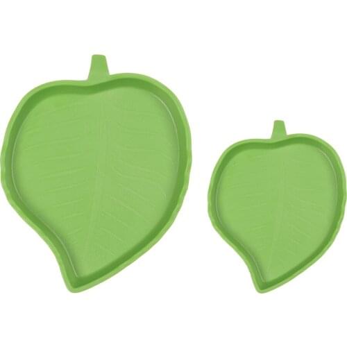 Green Leaf Shape Reptile Feeder Tortoise Lizard Gecko Snake Chameleon Food Water Dish Bowl Feeder Accessories Drop Shipping
