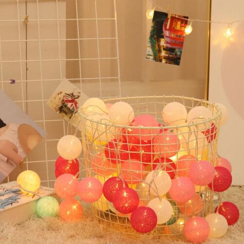 String lights cotton ball lights curtain lights outdoor indoor bedroom window decoration Christmas tree decoration lights 1pcs