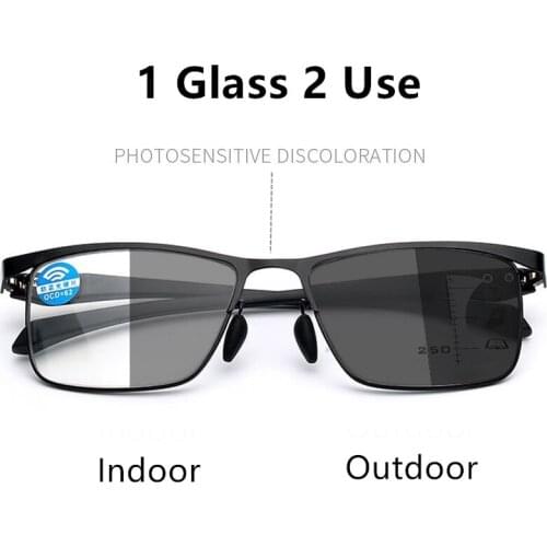 Intelligence Change color Progressive Reading Glasses Men Anti blue light Multifocal Photochromic Presbyopia Eyeglasses 1.5 2.5