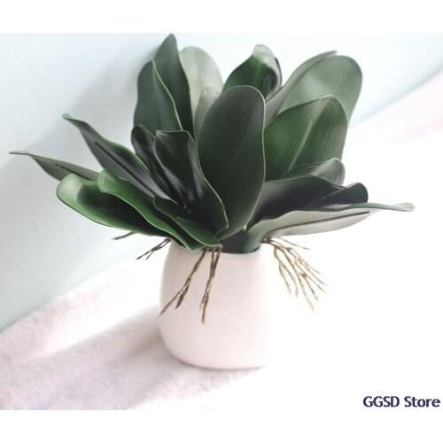 1pc Green Artificial Butterfly Orchid Leaf Home Decor Plastic Simulation Flower Leaf Plant for DIY Wedding Party Festival Decor