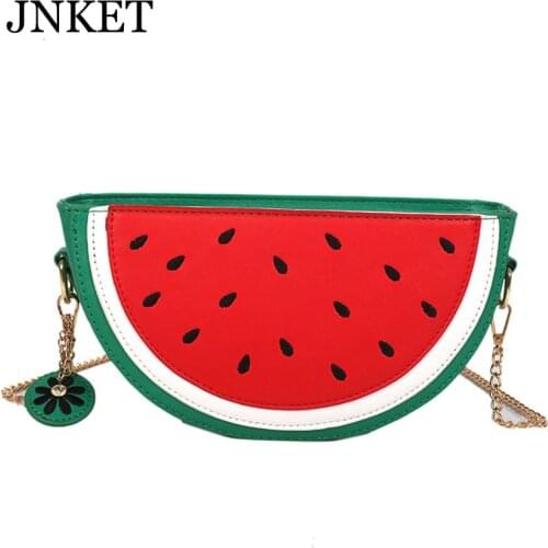 JNKET Fruits Watermelon Orange Mini Shoulder Bag PU Leather Chain Crossbody Bags for Women