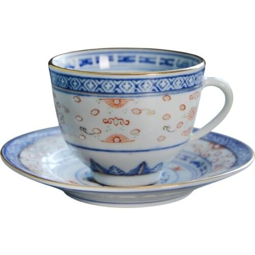 Coffee Cup Set Jingdezhen 70s Old Factory Goods Plus Color Blue And White Exquisite Kung Fu Teaset Chinese Retro Ceramic Teacup