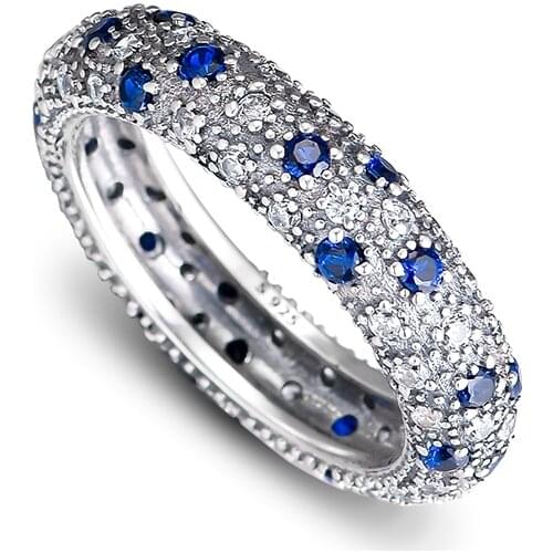 CKK 925 Sterling Silver Midnight Blue Crystal Rings For Women Original Fashion Jewelry Making Anniversary Gift