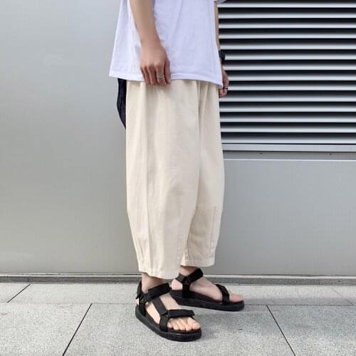 Korean Fashions Black Trousers Men Harajuku Harem Pants 2021 Summer Mens Streetwear Vintage Joggers Pants Male Casual