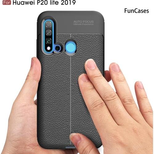 Leather Design Back Covers For carcaso Huawei P20 Lite 2019 Estuche Cover Phone Case sFor Huawei capa Nova 5i Soft TPU Cover