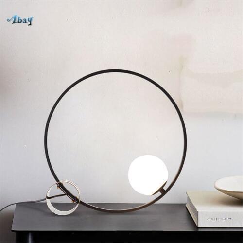 Nordic Creative Ring Iron Art Glass Table Lamps for Bedroom Living Room Study Bedside Lamp Art Deco Design Light Fixture Led