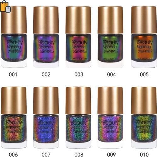 BEAUTYBIGBANG 9ml Chameleon Nail Polish Galaxy Glitter Sunset Glow Sequins Holographic Holo Nail Lacquer Varnish W09