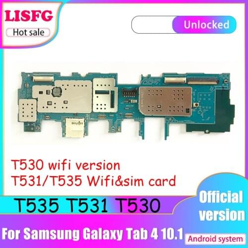 Original WIFI/4G LTE Mainboard For Samsung Galaxy Tab 4 10.1 T530 T531 T535 Motherboard Android Logic Board with full chips