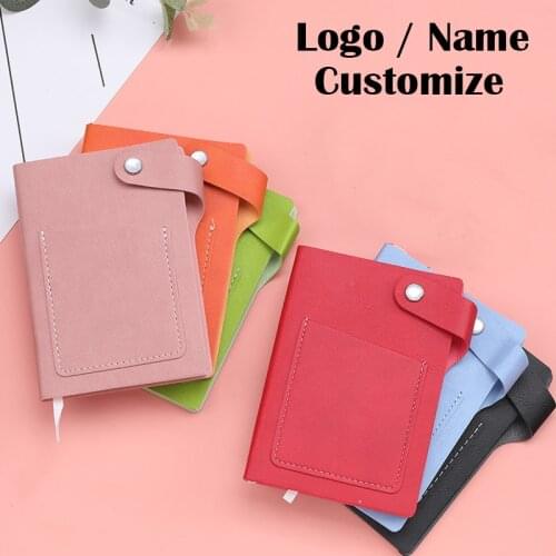 Logo Name Customize Mini A7 Notebook Notepad Cute Sketch Book PU Diary Journal School Office Supplies Student Gift