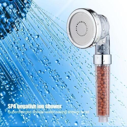 Bath Shower Head High Pressure Water Saving Adjustable Jetting Shower Head with Negative Ion Activated Ceramic Balls