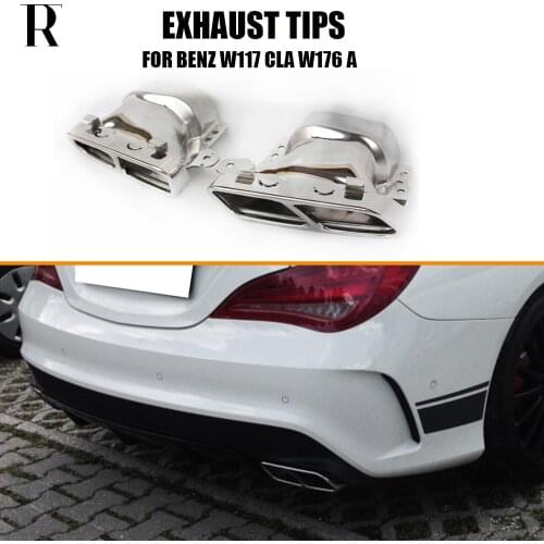 Stainless Steel Siver Rear Exhaust Muffler End Tips for Mercedes-Benz C117 W117 Cla180 Cla200 Cla250 Cla45 Amg 2013 - 2019