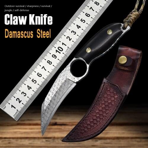 New Straight Knife Damascus Outdoor Wooden Handle Hunting Tool Jungle Combat Cutter Knife Fruit Knife Fishing Tool EDC CS GO