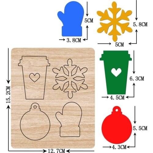 New Cup, card, christmas glove, snowflake wooden dies cutting dies for scrapbooking Multiple sizes V-2846