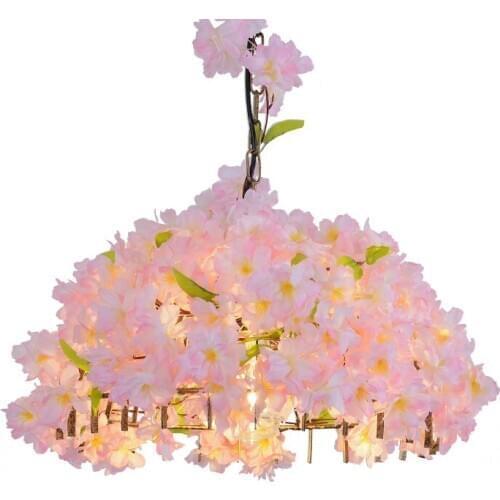 Bedroom Pendant Light Creative Personality Pink Cherry Blossom Cafe Bar Industrial Hanging Lights Rural Shop Dining Room Lights