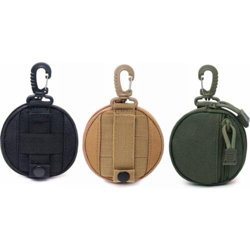 Portable Round Mini Storage Bag Outdoor Hunting Camping Hiking Keychain Wallet Holder Case Waist Pack EDC Coin Purse Key Pouch
