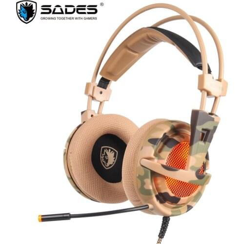 SADES USB 7.1 Stereo wired gaming headphones game headset over ear with mic Voice control for laptop computer gamer