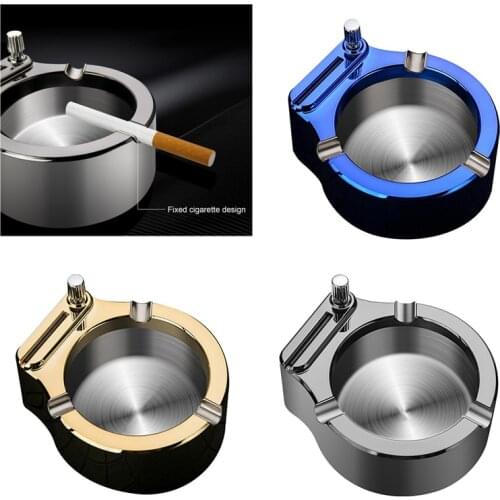 Retro Portable Cigar Cigarette Ashtray Stainless Steel Ashtray Windproof Kerosene Flint Fire Ten Thousand Match Starter Lighter