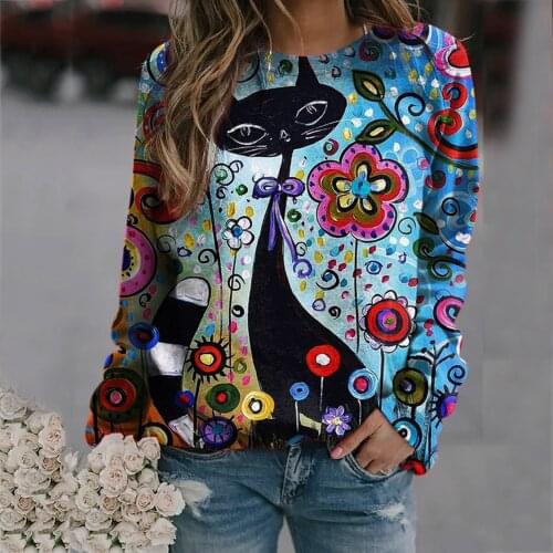 Sweatshirts Women Plus Size Animal Printing Long Sleeves Pullover Blouses Tops Thicken Sweatshirt Winter dino hoodie Tops