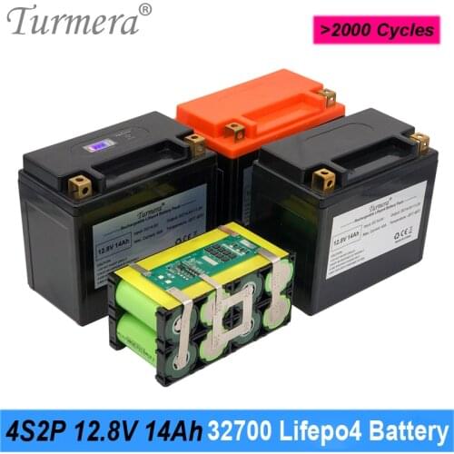 Turmera 12.8V 14Ah 32700 Lifepo4 Battery High Rate 4S 40A Balance BMS for 12V Motorcycle and UPS Replace Lead Acid Batteries Use