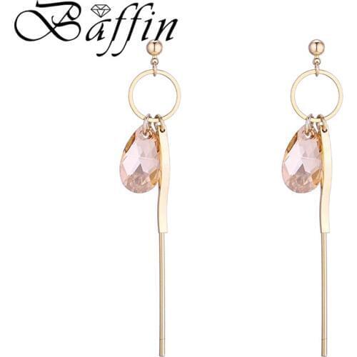 BAFFIN Pear-Shaped Crystals From Swarovski Drop Earrings For Women Wedding Party Fashion Gold Color Long Pendant Hanging Jewelry