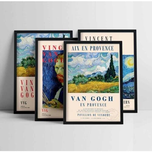 Van Gogh Tate Exhibition Poster Wheat Field With Cypresses Poster , Starry Night Poster , Roses Poster Print Wall Art Home Decor