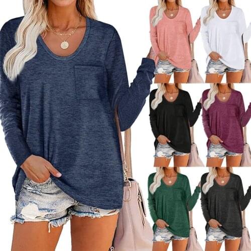 Plus Size Womens T-Shirt Long-Sleeved Boat Neck Shirt Waist Solid Color Outerwear Casual Streetwear Ladies Tops