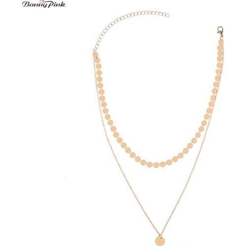 Banny Pink Simple Star Heart Charms Choker Necklace For Women Gold Silver Color Metal Clavicle Chain Choker Collar Colliers