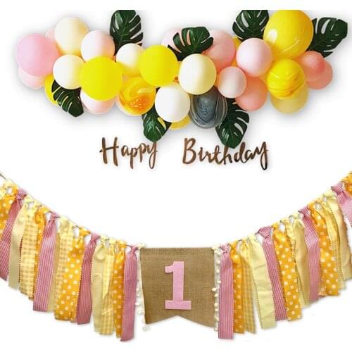 1PCS 2M Banner Pull Flag INS Yellow Theme Party Banners Pull Flags Festival 1st Birthday Baby Shower Party Decor Pull Flags