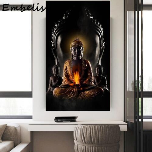 1 Pieces Hot Selling God Zen Buddha Statue Wall Art Pictures For Living Room Modern Home Decor Posters HD Canvas Oil Paintings