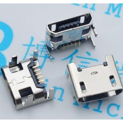 10pcs Micro USB connector 5pin seat Jack Micro usb Four legs 5P Inserting plate seat Mini usb connector