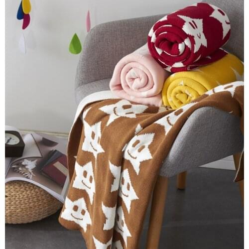 100% Cotton Two-Sided Childrens Blanket Knitted Leisure Wool Blanket Nap Blanket Air Baby Blanket 90*110cm