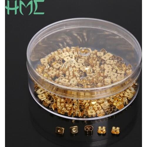 200Pcs/Set Metal Earring Backs Bullet Stoppers Earnuts Stud Earring Plugs Gold & Rhodium Color For DIY Jewelry Findings