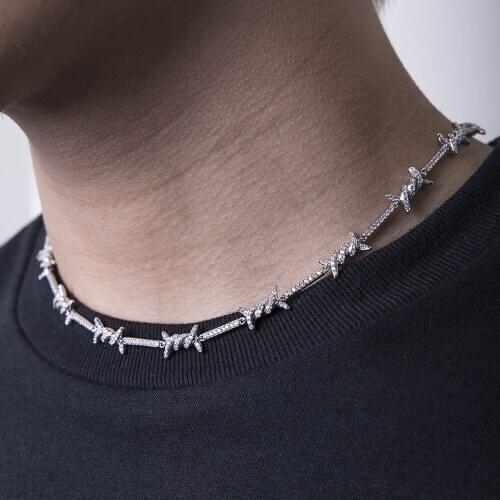 2021 Delicate Cz Barbed Wire Charm Necklace Bracelet Pave Cubic Zirconia Adjust Chain Elegance Fashion Girl Women Jewelry Sets