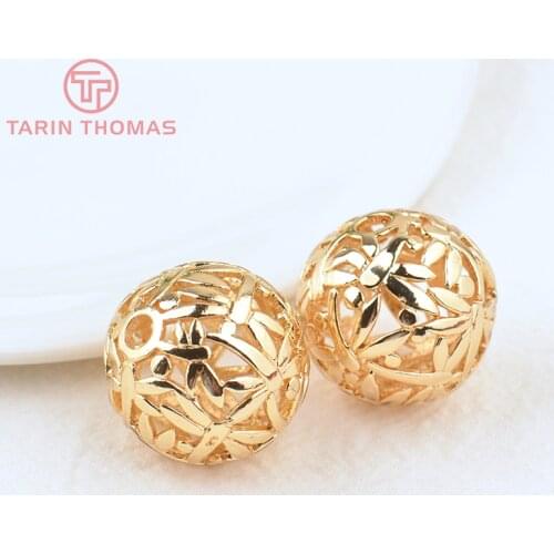 4PCS 23MM Hole 3.5MM 24K Gold Color Plated Brass Hollow Bamboo Spacer Beads Bracelet Beads High Quality Jewelry Accessories