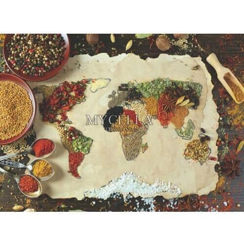5d Diy Diamond Painting Herbal World Map Cross Stitch Diamond Embroidery Food & Drink Maps Full Mosaic Home Decor Wall Stickers