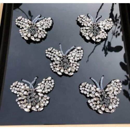 5pcs Handmade Butterfly Beaded Applique Insects Patch Sew on Clothes Bags Shoes DIY Craft Ornament Fabric Patches