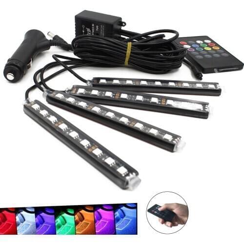 Wireless 3in1 Remote/Music/Voice Control Car RGB LED Neon Interior Light Lamp Strip Decorative Lights Room Home Gadgets