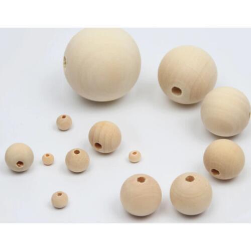 4-50mm Wood Round Ball Spacer Loose Beads Natural Lead-free Wooden Beads For Jewelry Making Necklace Bracelet DIY Accessories