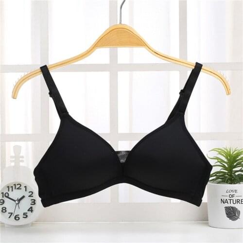 Black Khaki Gathered chest Comfortable girls brasserie without rims 34 36 38 B cup smooth cotton soft push up bra