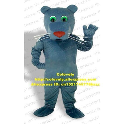 Wonderful Dark Blue Leopard Panther Pard Cheetah Mascot Costume Fancy Dress With Bright Green Eyes Short Thin Tail No.7930 FS