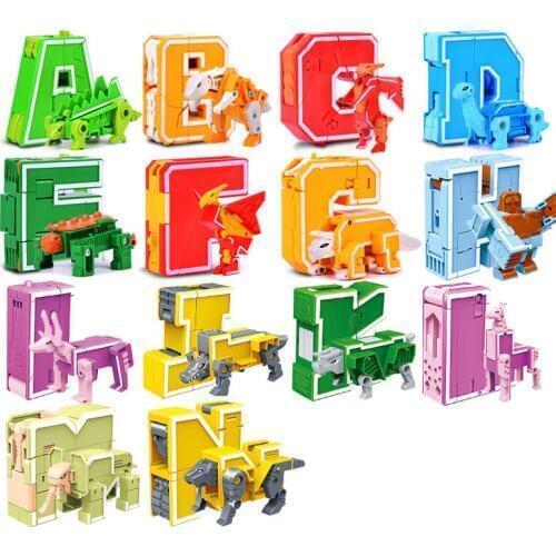 Deformable numeric alphabet robot puzzle combination set 26-letter dinosaur team cultivate practical ability Childrens present