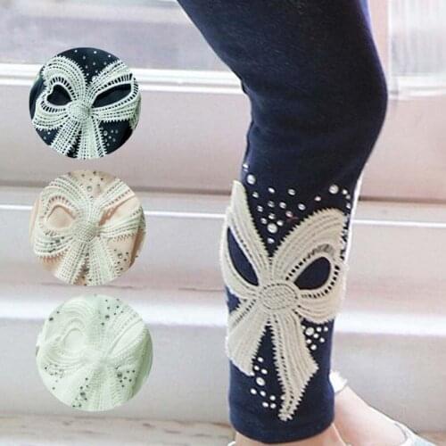New autumn/winter baby girls Clothing kids Skinny Pants 2-7y toddler girls diamond big bow Trousers
