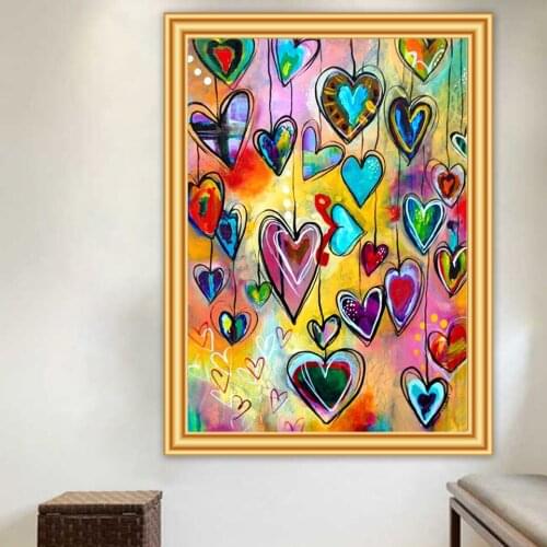 DIY 5D Diamond Painting Love Heart Cross Stitch Full Square Round Diamond Embroidery Mosaic Picture Of Rhinestones Decor Gift
