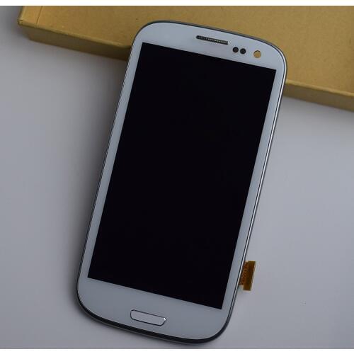 For Samsung Galaxy S III S3 I9300 I9301 I9305 I535 I747 9300I Touch Screen Sensor Glass + LCD Display Panel Assembly + Frame